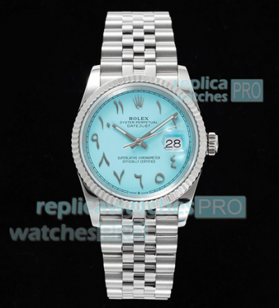 DIW Factory Rolex Datejust 36 Tiffany Blue Dial Arabic Numerals Watch Swiss 3235 Movement